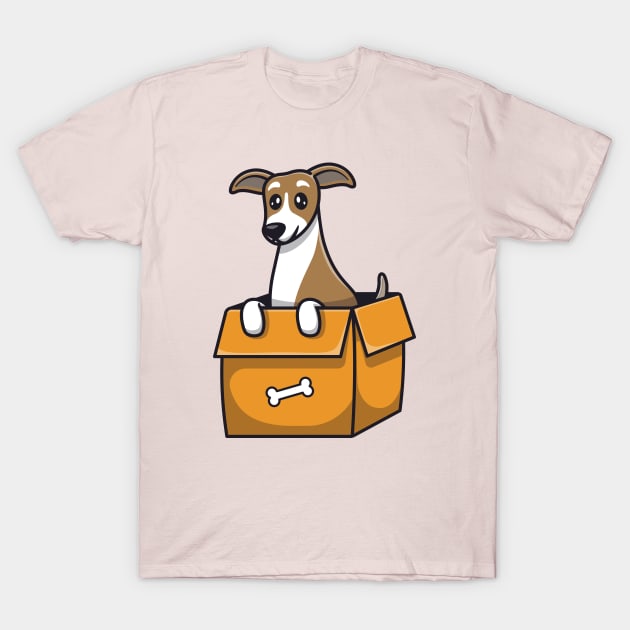 Cute Puppy Playing In Box T-Shirt by Catalyst Labs